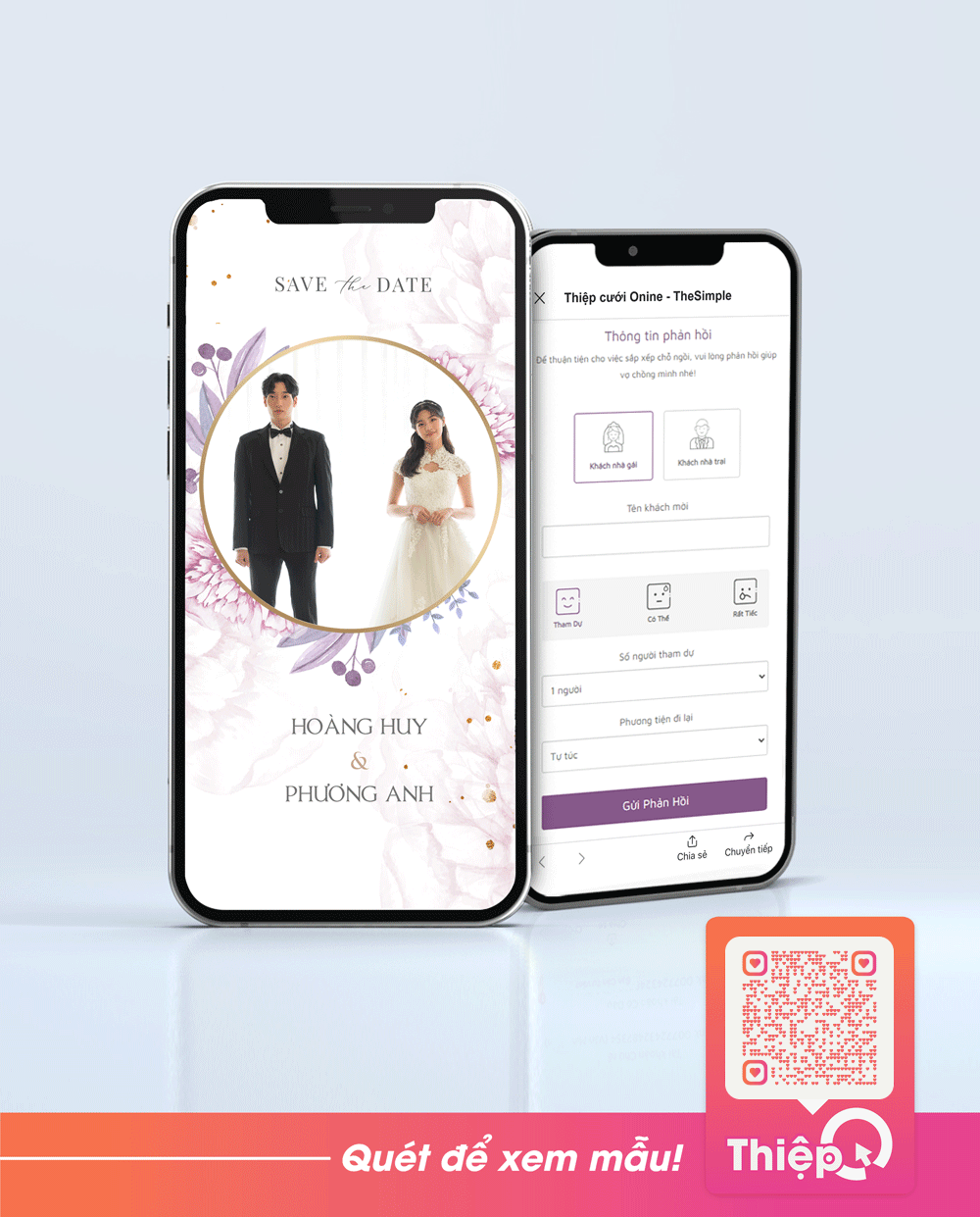 Thiệp cưới Online - The Flower Story - 04 - Mini Wedding Website with RSVP, Digital Wedding Invitation