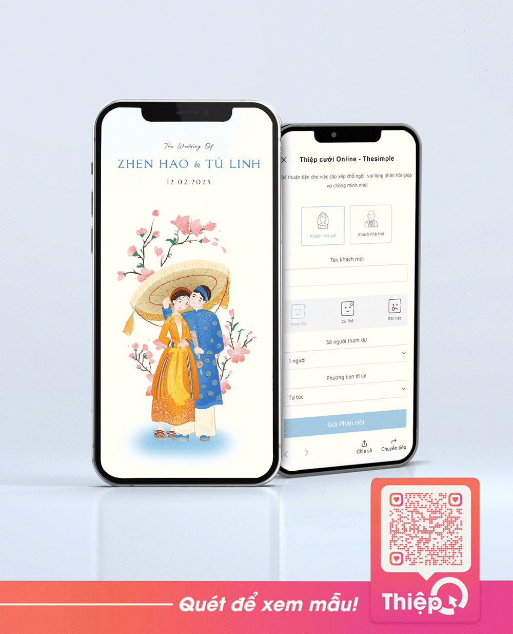 Thiệp cưới Online - Bản Sắc Việt - 1 - Mini Wedding Website with RSVP, Digital Wedding Invitation