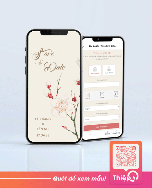 Thiệp cưới Online - Hoa Và Em 02 - Mini Wedding Website with RSVP, Digital Wedding Invitation