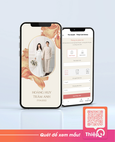 Thiệp cưới Online - Hoa Và Em 03 - Mini Wedding Website with RSVP, Digital Wedding Invitation