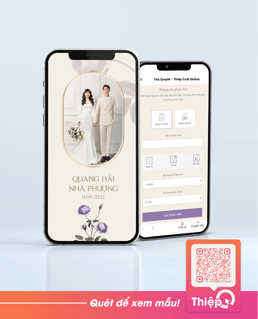 Thiệp cưới Online - Hoa Và Em 04 - Mini Wedding Website with RSVP, Digital Wedding Invitation