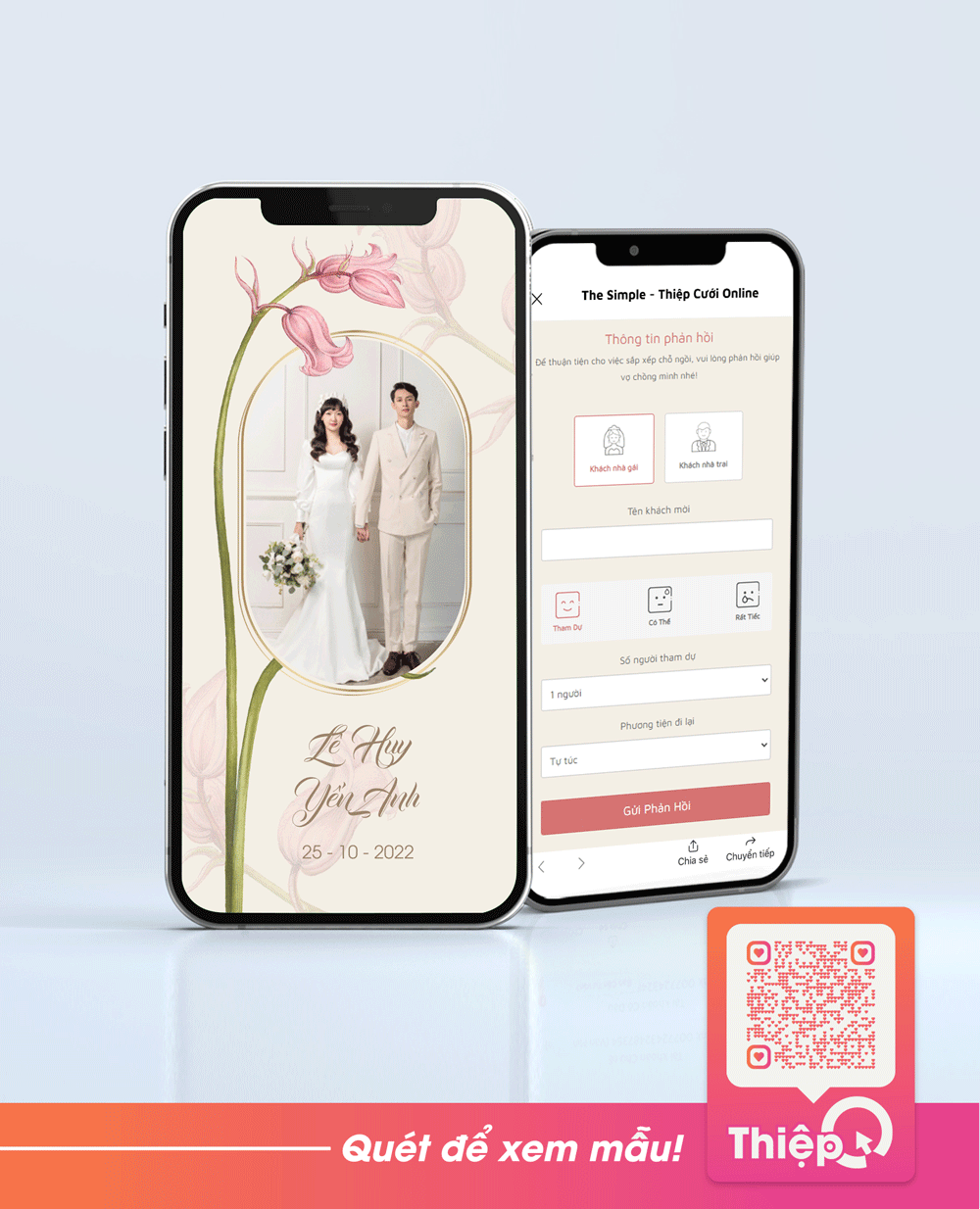 Thiệp cưới Online - Hoa Và Em 06 - Mini Wedding Website with RSVP, Digital Wedding Invitation