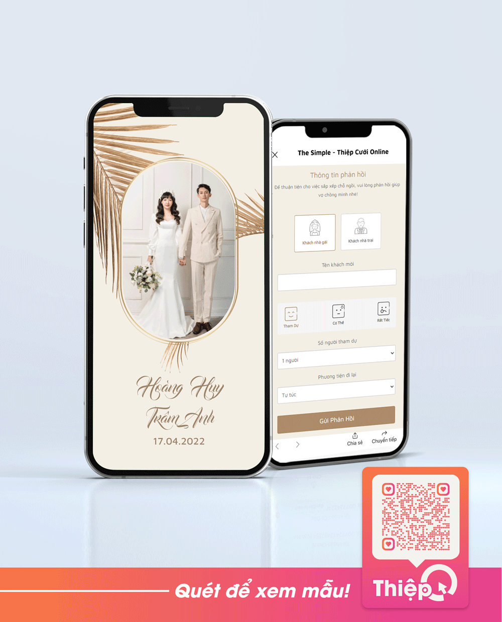 Thiệp cưới Online - Hoa Và Em 08 - Mini Wedding Website with RSVP, Digital Wedding Invitation