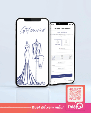 Thiệp cưới Online - Wedding Dress - Mini Wedding Website with RSVP, Digital Wedding Invitation